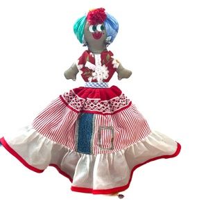 Topsy Turvy Doll Caribbean Reversible Handmade Doll Black Brown Floral Dress